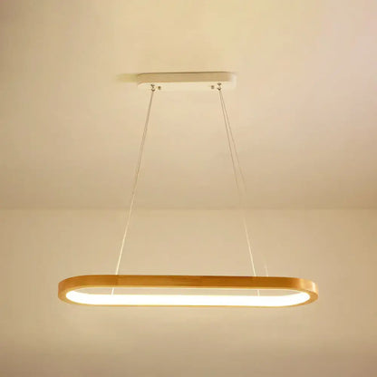 Modern oval wood led island pendant light for living room