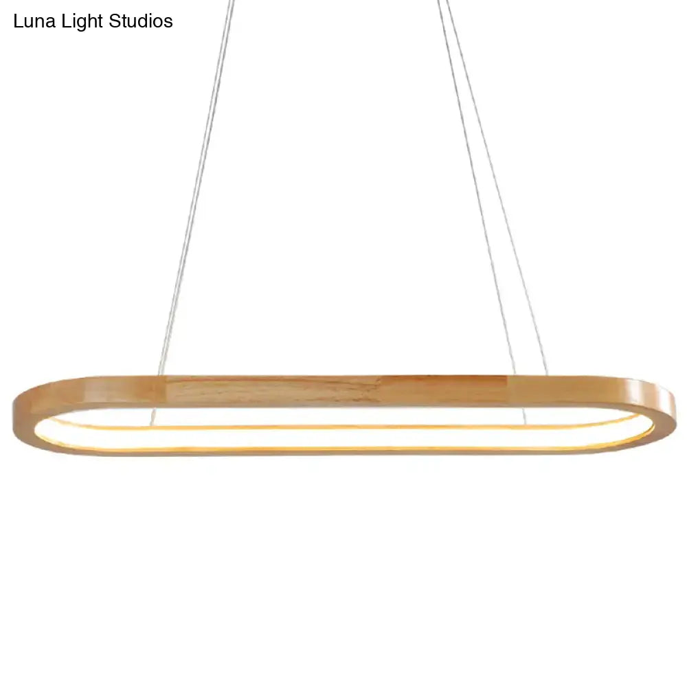 Modern oval wood led island pendant light for living room