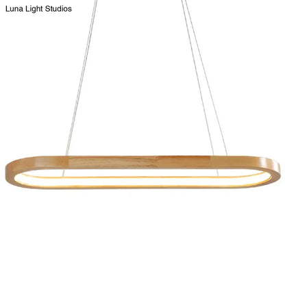 Modern oval wood led island pendant light for living room