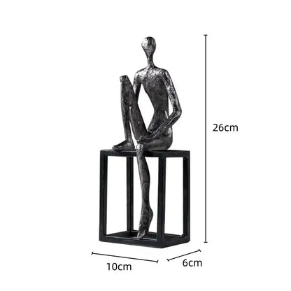 Modern oxidized silver abstract thinkers sculpture living room decor