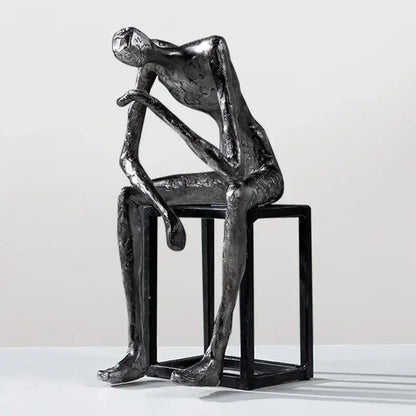 Modern oxidized silver abstract thinkers sculpture living room decor