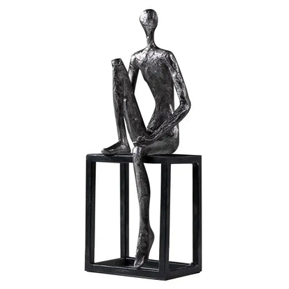 Modern oxidized silver abstract thinkers sculpture living room decor