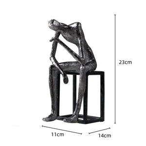 Modern oxidized silver abstract thinkers sculpture living room decor
