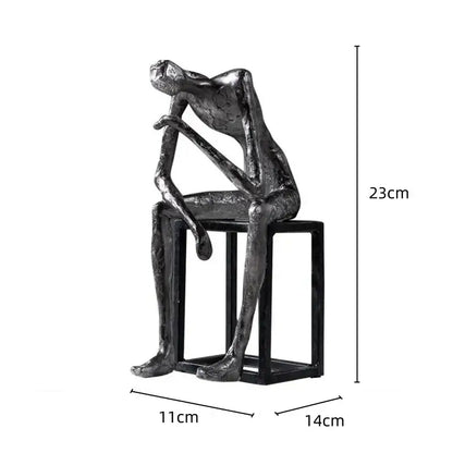 Modern oxidized silver abstract thinkers sculpture living room decor