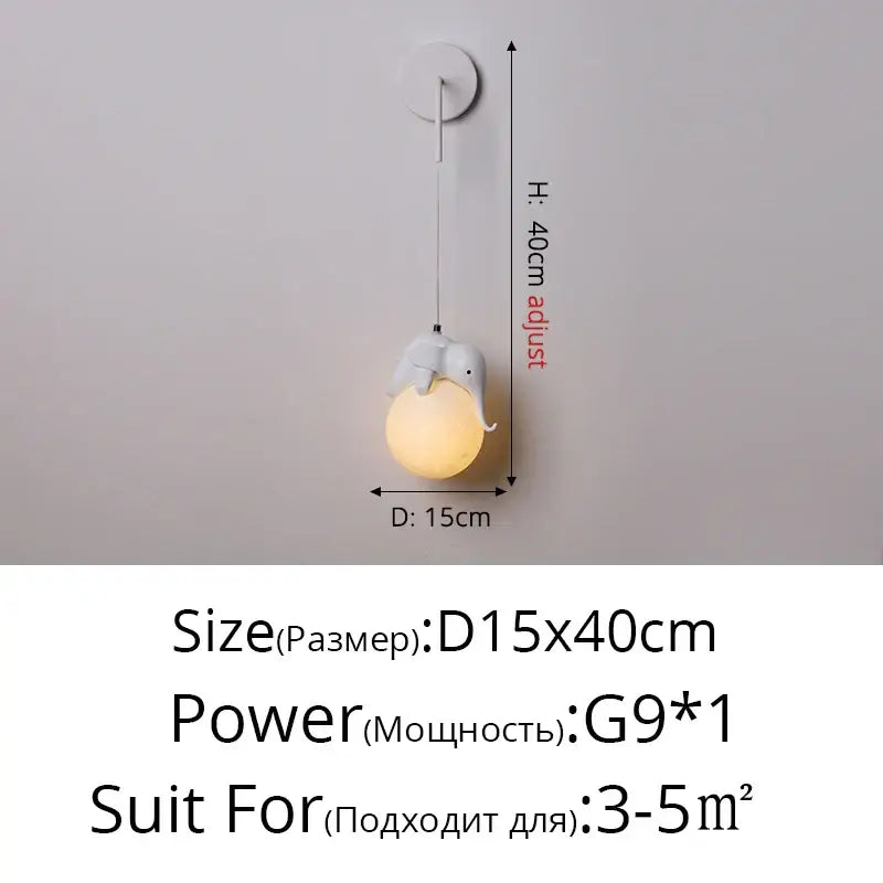Modern panda bear bedroom wall lamp white glass pendant light
