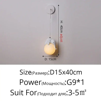 Modern panda bear bedroom wall lamp white glass pendant light