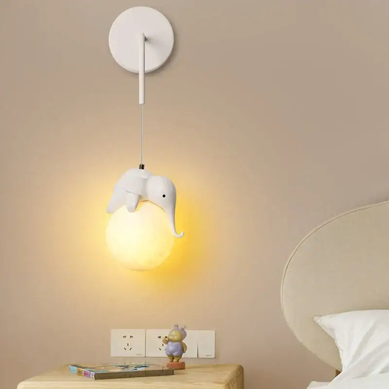 Modern panda bear bedroom wall lamp white glass pendant light
