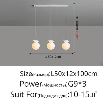 Modern panda bear bedroom wall lamp white glass pendant light