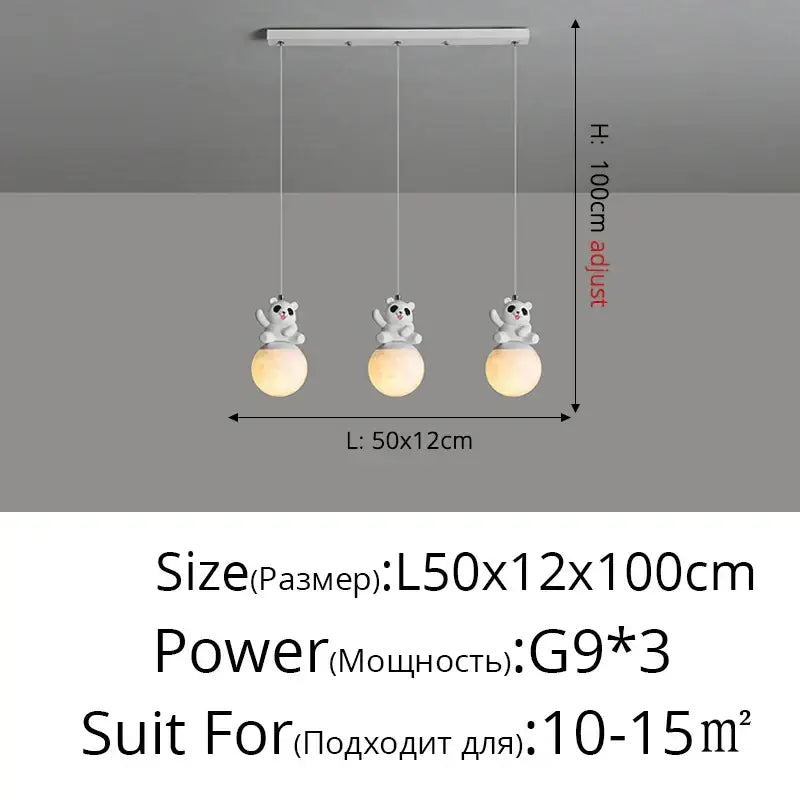 Modern panda bear bedroom wall lamp white glass pendant light