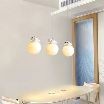 Modern panda bear bedroom wall lamp white glass pendant light
