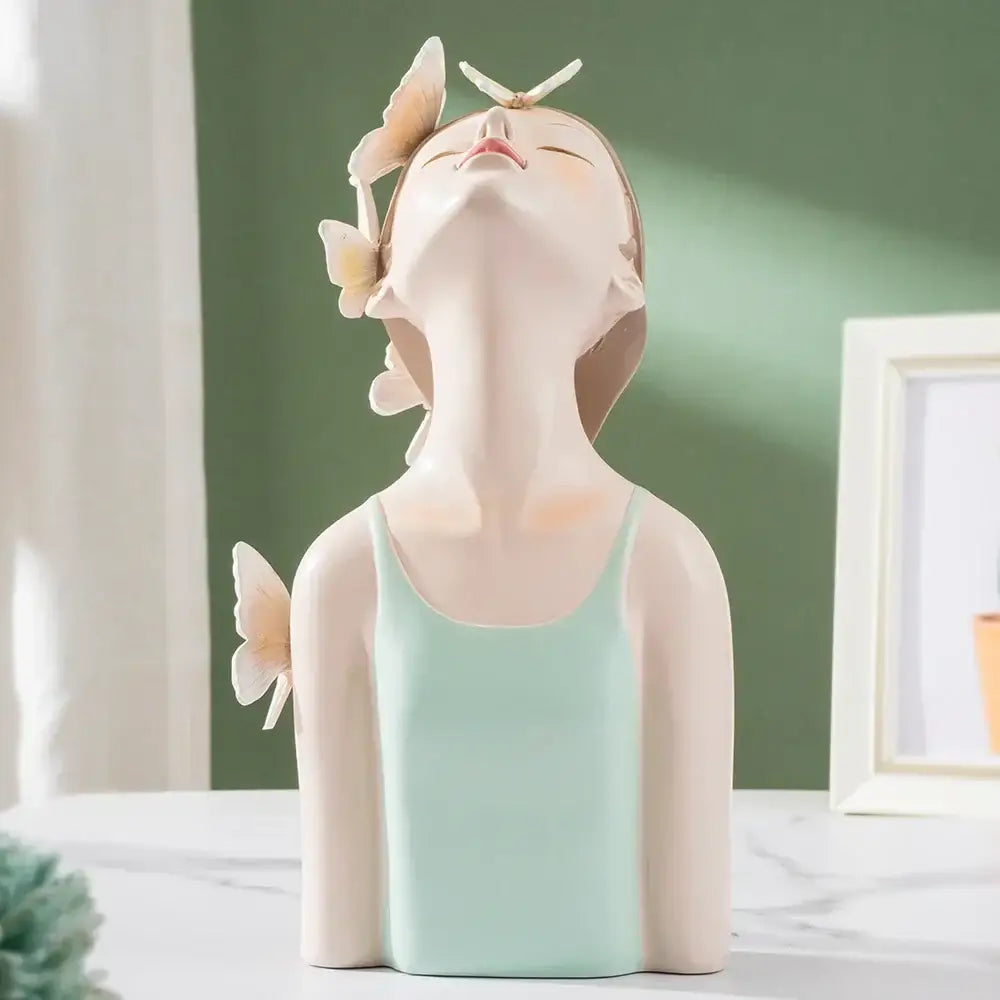 Modern pastel butterfly girl sculptures bedroom decor figurines