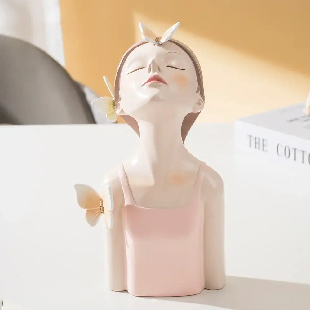 Modern pastel butterfly girl sculptures bedroom decor figurines
