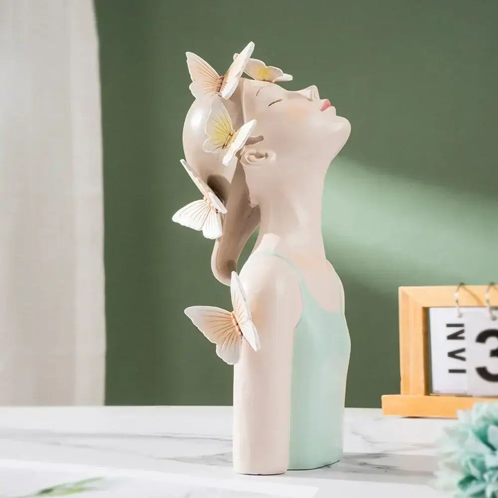 Modern pastel butterfly girl sculptures bedroom decor figurines