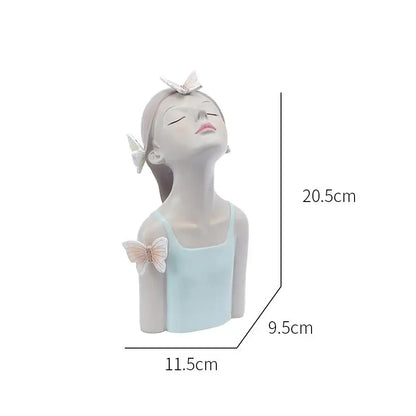 Modern pastel butterfly girl sculptures bedroom decor figurines