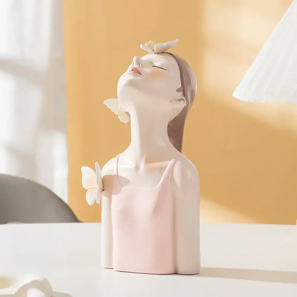 Modern pastel butterfly girl sculptures bedroom decor figurines