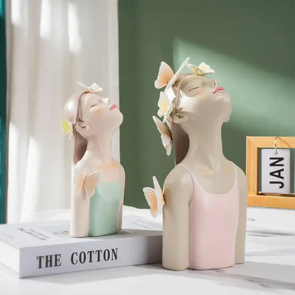 Modern pastel butterfly girl sculptures bedroom decor figurines