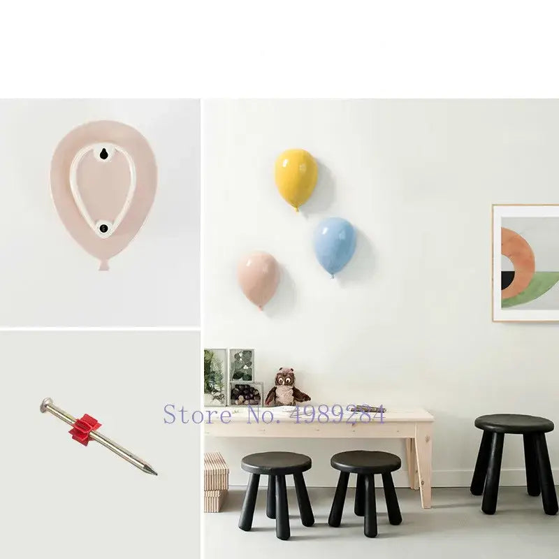 Modern pastel ceramic balloon wall hanging decoration for children room