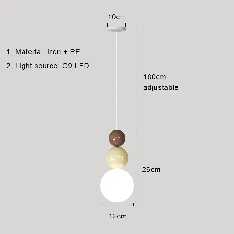Modern pastel cream nordic led pendant light bedroom glass lamp