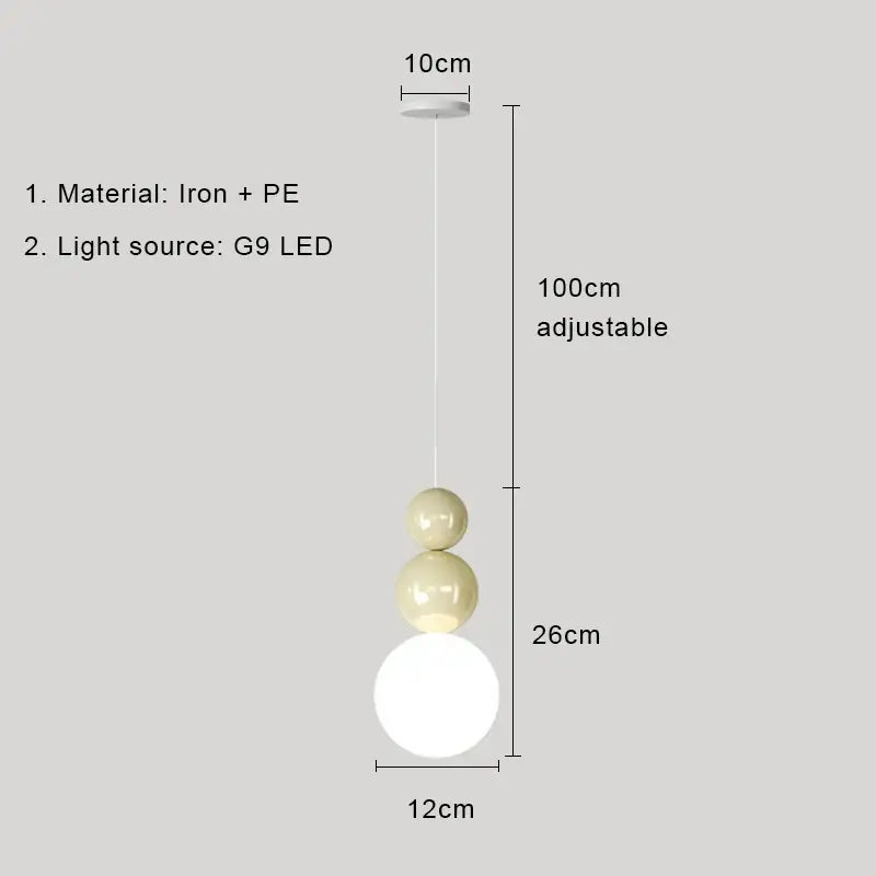 Modern pastel cream nordic led pendant light bedroom glass lamp