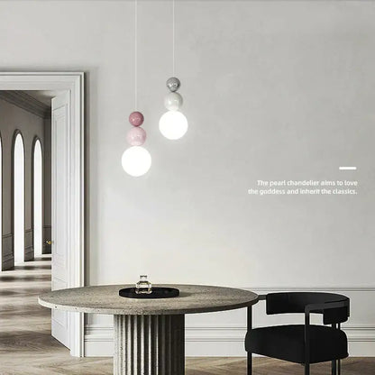 Modern pastel cream nordic led pendant light bedroom glass lamp