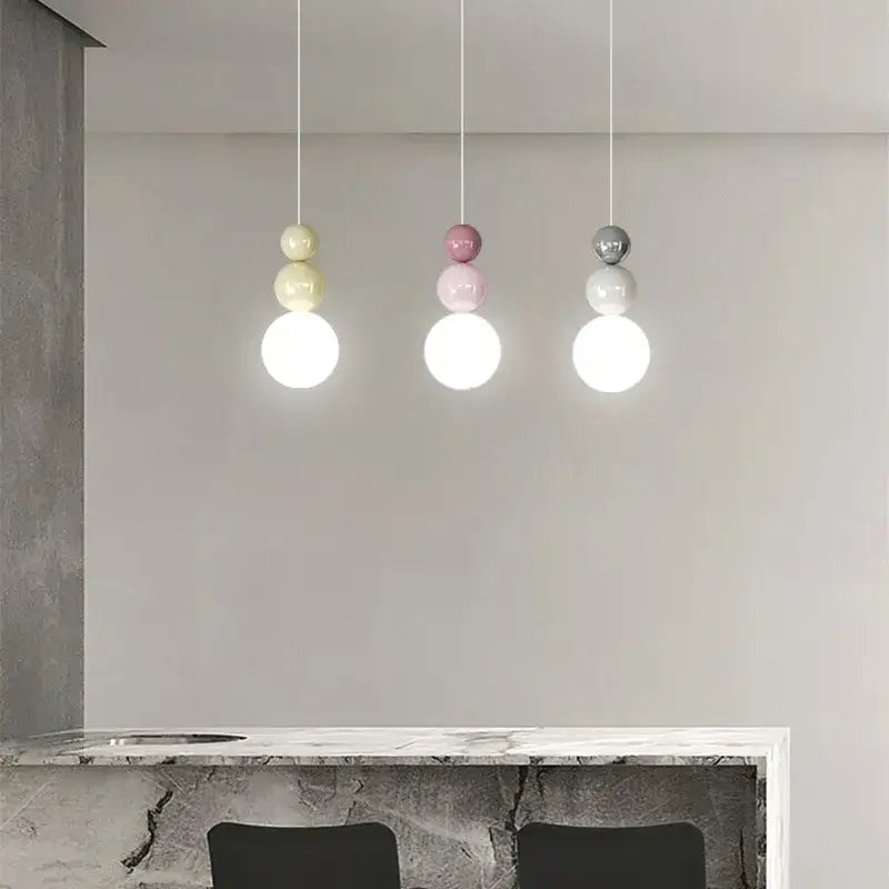 Modern pastel cream nordic led pendant light bedroom glass lamp