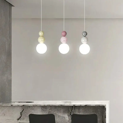 Modern pastel cream nordic led pendant light bedroom glass lamp