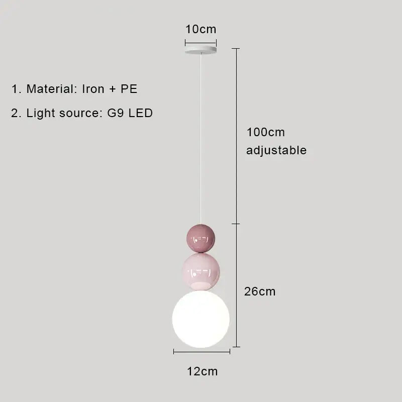 Modern pastel cream nordic led pendant light bedroom glass lamp