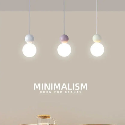 Modern pastel cream nordic led pendant light bedroom glass lamp