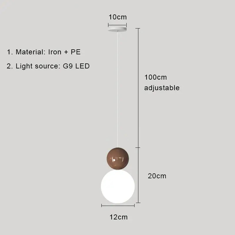 Modern pastel cream nordic led pendant light bedroom glass lamp