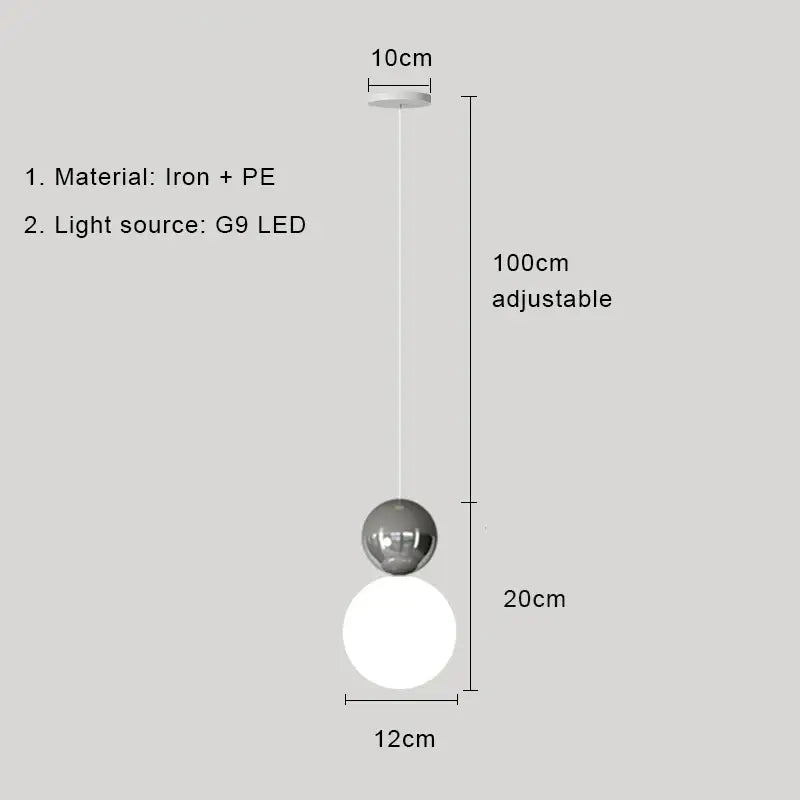 Modern pastel cream nordic led pendant light bedroom glass lamp