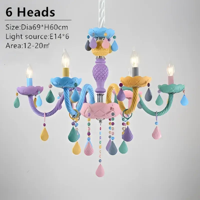 Modern pastel crystal chandelier bedroom luminaire