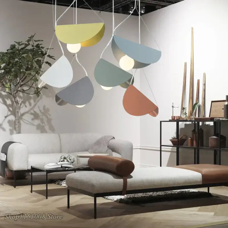 Modern pastel geometric iron pendant light for dining room