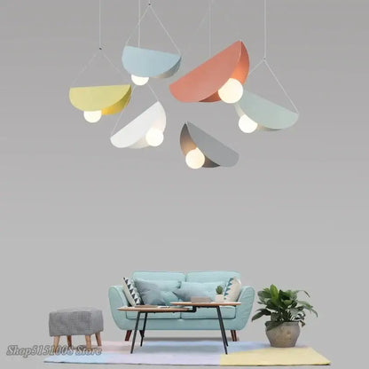Modern pastel geometric iron pendant light for dining room