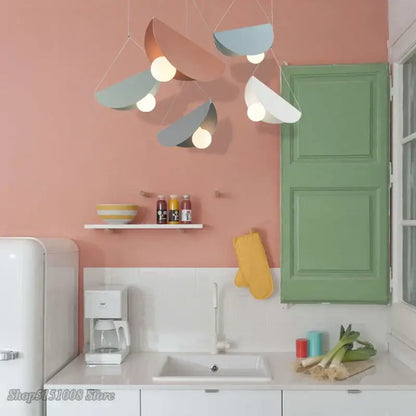 Modern pastel geometric iron pendant light for dining room