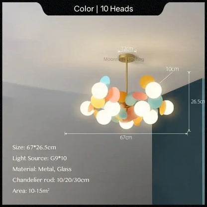 Modern pastel glass hanging ceiling lamp for kids room