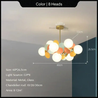 Modern pastel glass hanging ceiling lamp for kids room