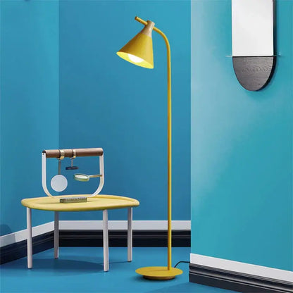 Modern pastel iron macaron floor lamp for living room wood accents