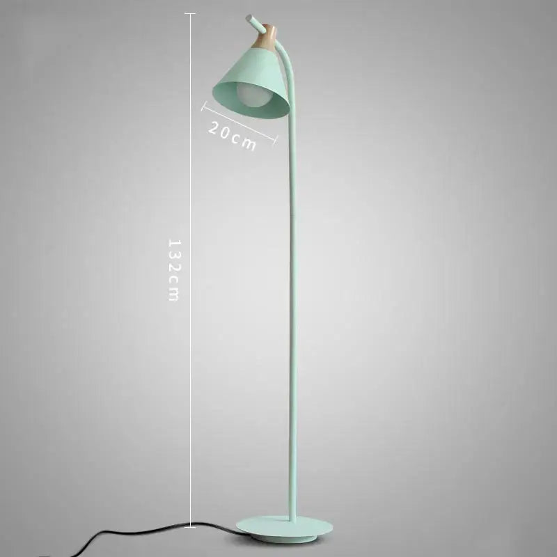 Modern pastel iron macaron floor lamp for living room wood accents