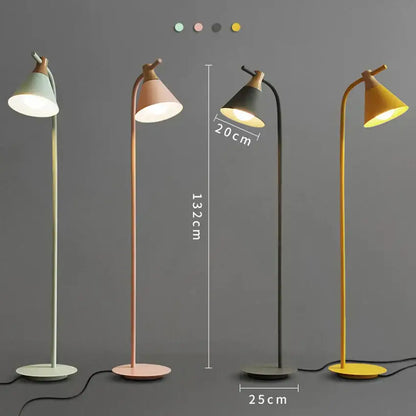 Modern pastel iron macaron floor lamp for living room wood accents