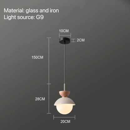 Modern pastel matte ceramic glass ball pendant lamp kitchen light