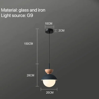 Modern pastel matte ceramic glass ball pendant lamp kitchen light