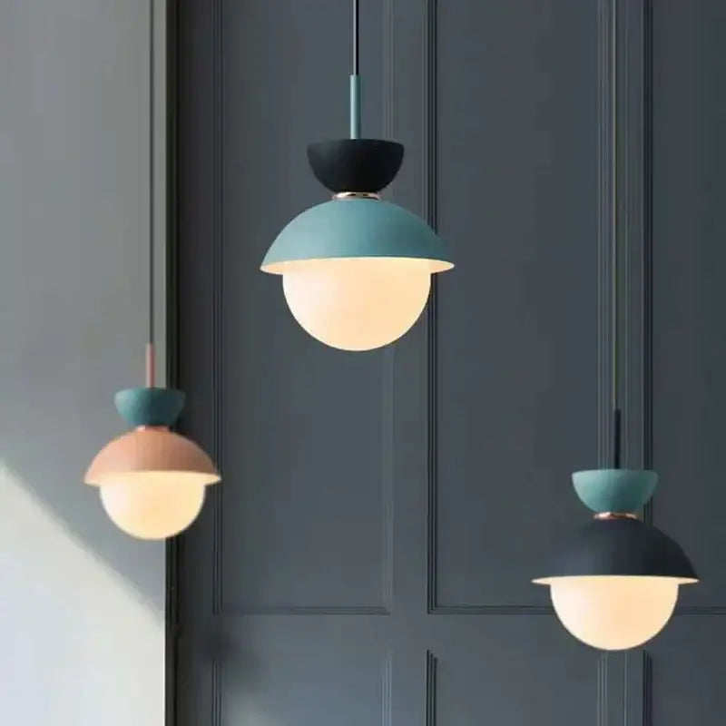 Modern pastel matte ceramic glass ball pendant lamp kitchen light