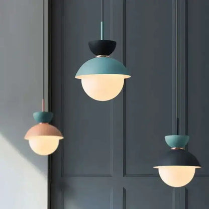 Modern pastel matte ceramic glass ball pendant lamp kitchen light
