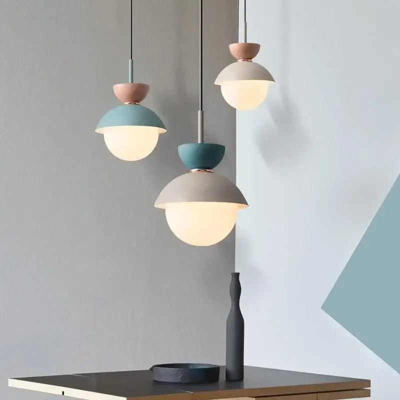 Modern pastel matte ceramic glass ball pendant lamp kitchen light