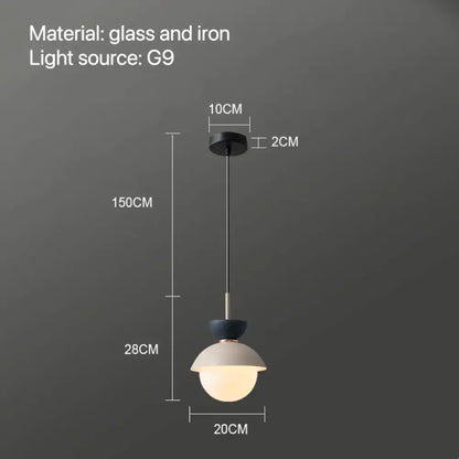 Modern pastel matte ceramic glass ball pendant lamp kitchen light