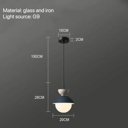 Modern pastel matte ceramic glass ball pendant lamp kitchen light