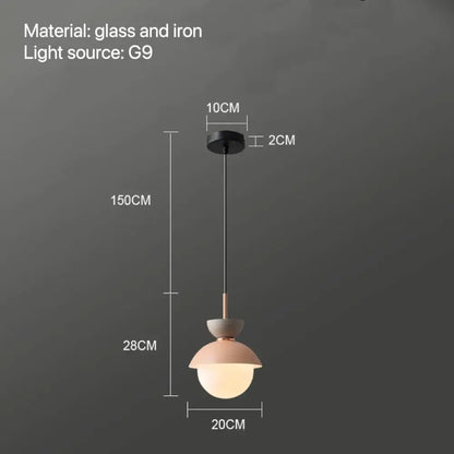 Modern pastel matte ceramic glass ball pendant lamp kitchen light
