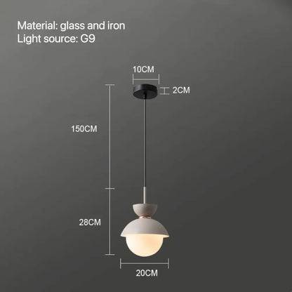 Modern pastel matte ceramic glass ball pendant lamp kitchen light