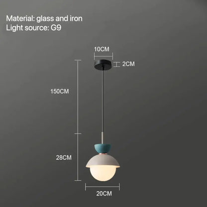 Modern pastel matte ceramic glass ball pendant lamp kitchen light