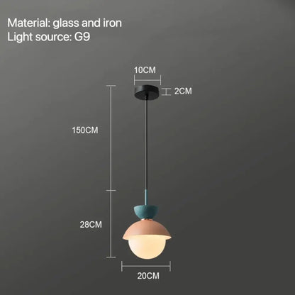 Modern pastel matte ceramic glass ball pendant lamp kitchen light